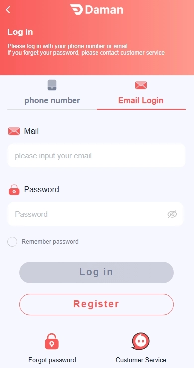 Email Login With Daman Game